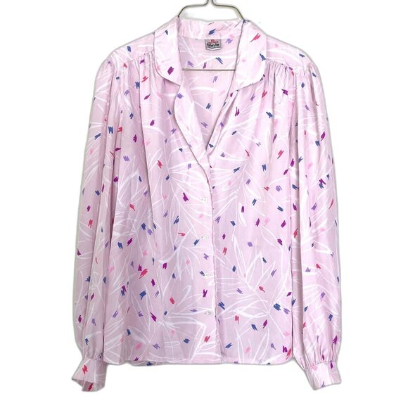 Bleyle VINTAGE pastel‎ pink white floral monotone paint swatch pattern top Sz 12 - Picture 1 of 6